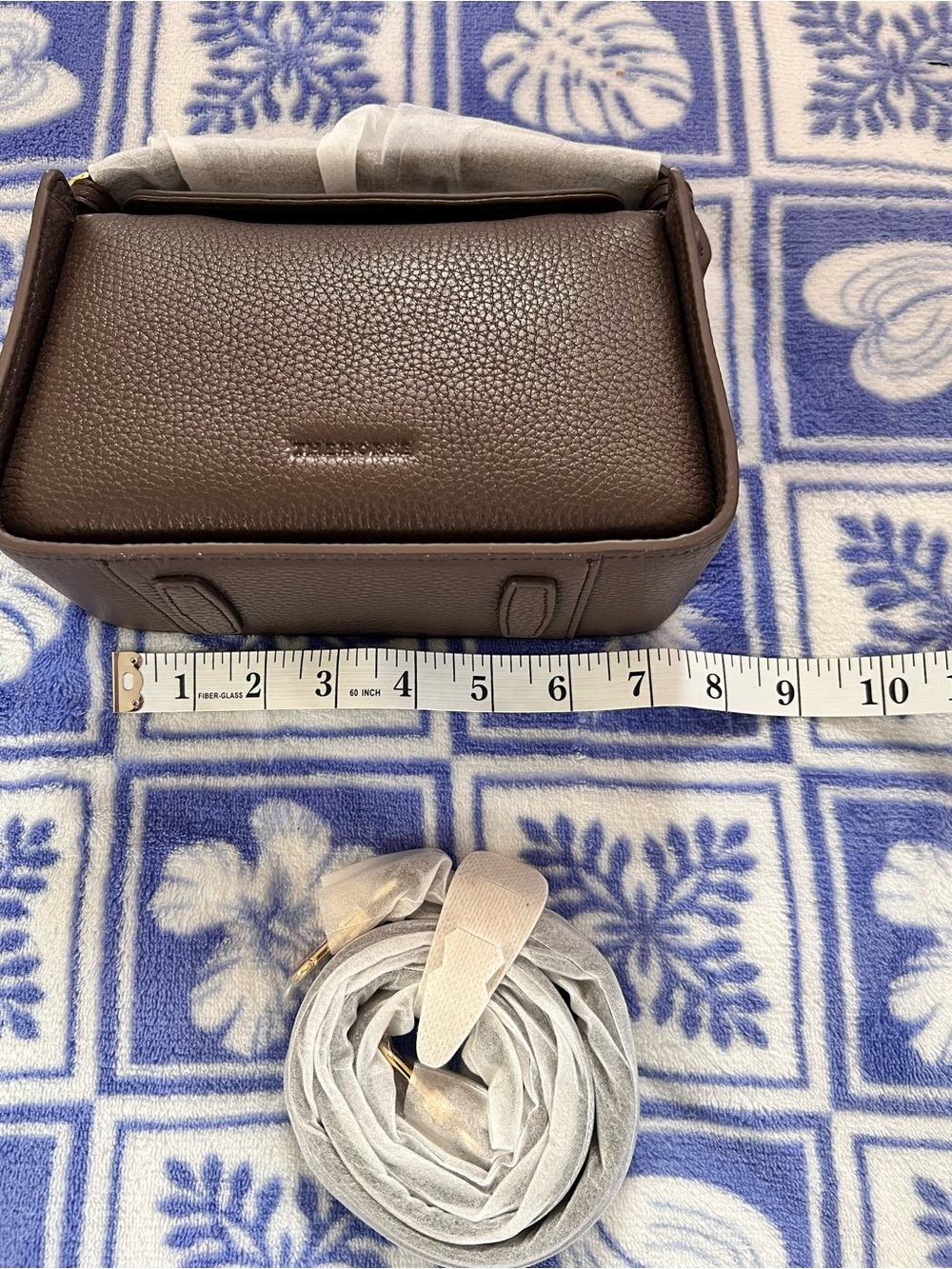 The Horse mini Clementine Compact Pebbled Leather Mini Bag in Dark Brown - Picture 8 of 9
